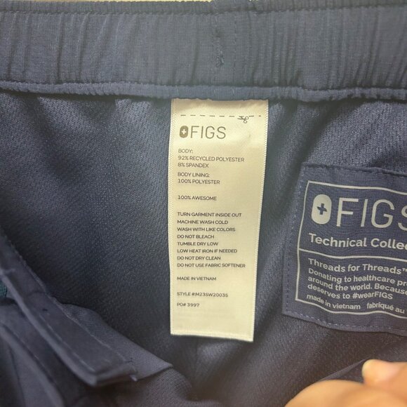 Figs Technical Collection Navy Blue Scrub Pants XS/S Elastic Waist Drawstring Po - Picture 10 of 11